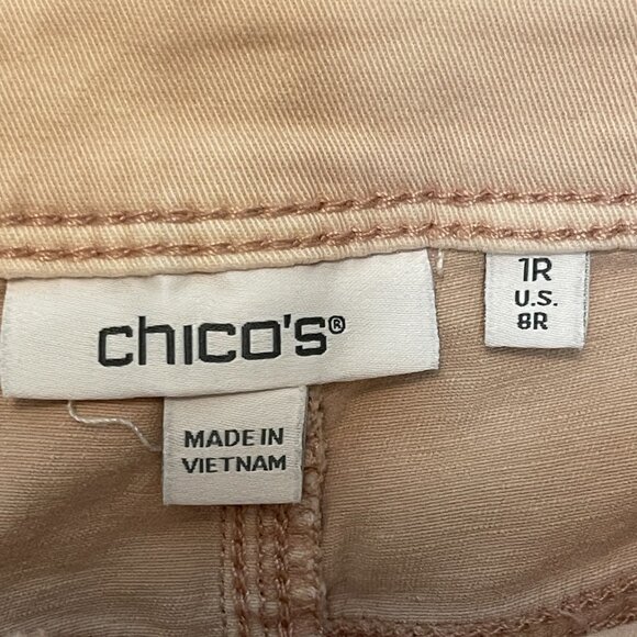 Chicos 1 Women Embroidered Utility High Rise Straight Leg Ankle Pants 8 Pink - Picture 7 of 12